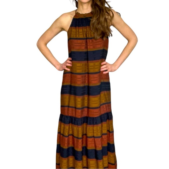 H&M Horizontal Striped Maxi Long Prairie Dress - Picture 3 of 9